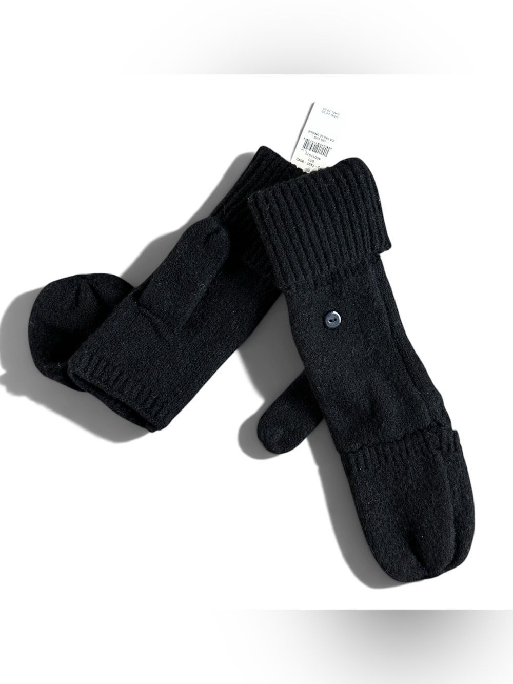 NWT Aerie Black Convertible Mittens Knit Fingerless Gloves Warm Ribbed Cufff OS